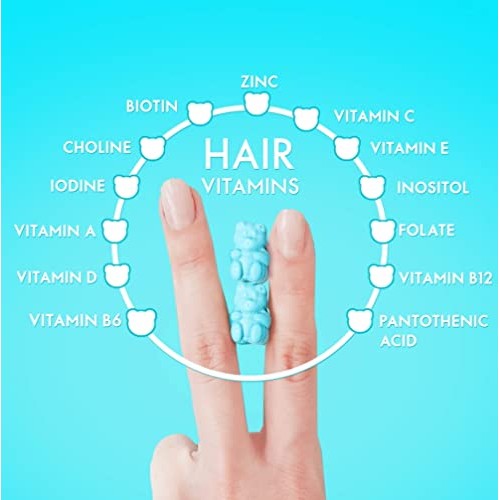 SugarBear Hair Vitamins, Vegan Gummy Hair Vitamins with Biotin, Vitamin D, Vi...
