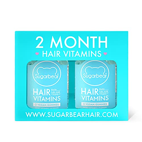 SugarBear Hair Vitamins, Vegan Gummy Hair Vitamins with Biotin, Vitamin D, Vi...