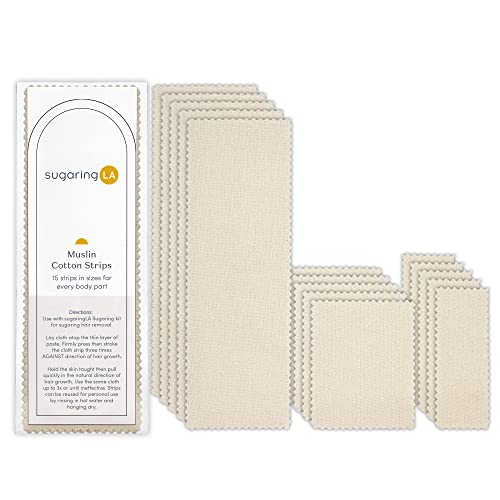 sugaringLA Muslin Cotton Sugaring Strips - Pre-cut Cloth Strips for Hair Remo...