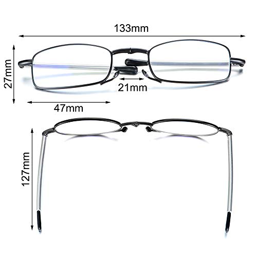Portable Mini Reading Glasses 2 Pair Black and Red Readers For Men Women Comp...