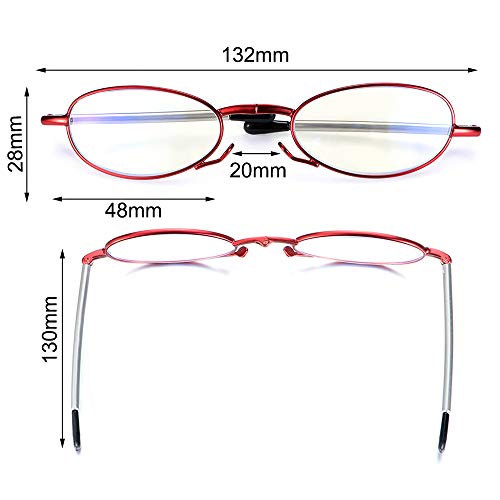 Portable Mini Reading Glasses 2 Pair Black and Red Readers For Men Women Comp...