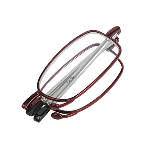 Portable Mini Reading Glasses 2 Pair Black and Red Readers For Men Women Comp...