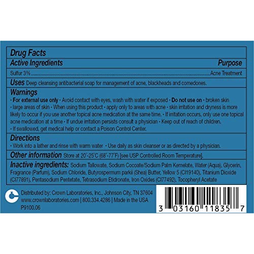 Sulfo-Lo Cleansing Bar Soap with Sulfur for Face and Body, 3.5 Ounce