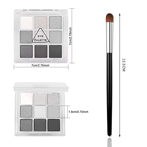 Black Smokey Silver Glitter Shimmer Eyeshadow Palette 9 Colors Cool Toned Mat...