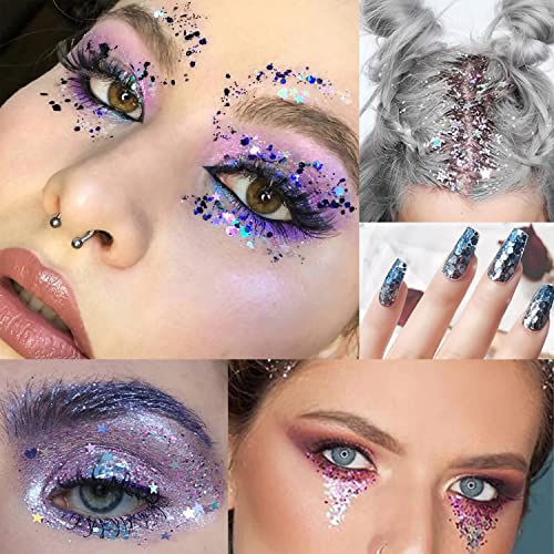 Mermaid Sequins Body Glitter Gel Set of 2 Bottle,Face Glitter Sequins Chunky,...