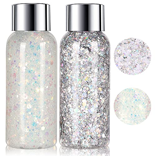 Mermaid Sequins Body Glitter Gel Set of 2 Bottle,Face Glitter Sequins Chunky,...