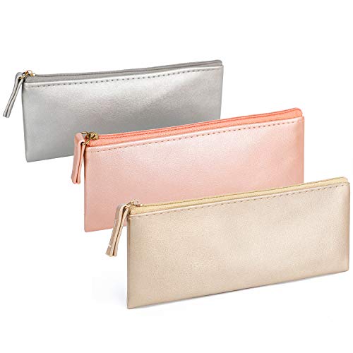 SumDirect 3Pcs Small Makeup Bags Purse, PU Leather Zip Travel Cosmetic Pouch,...