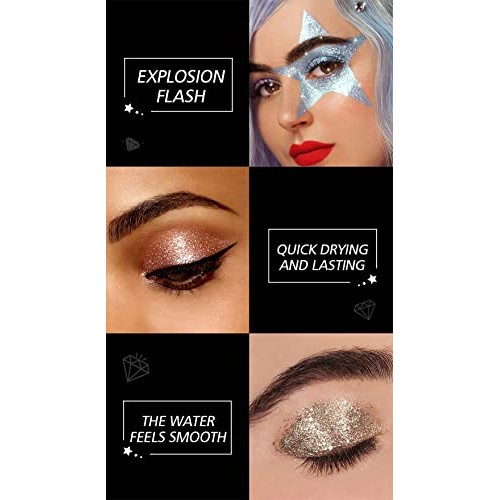 SUMEITANG 10 Colors Liquid Eyeshadow Metallic Glitter Eyeshadow Set Diamond S...