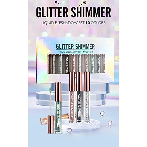 SUMEITANG 10 Colors Liquid Eyeshadow Metallic Glitter Eyeshadow Set Diamond S...