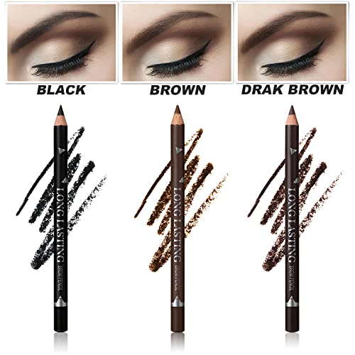 SUMEITANG 3 Colors Eyebrow Pencil Eyeliner Set, Waterproof Eye Brow Pencil, E...