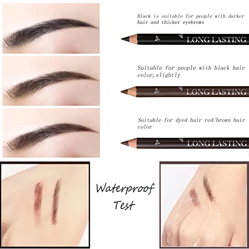 SUMEITANG 3 Colors Eyebrow Pencil Eyeliner Set, Waterproof Eye Brow Pencil, E...