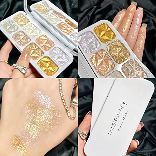 SUMEITANG 8 Colors Pearlescent Highlighter Makeup Palettes, Diamond Glitter S...