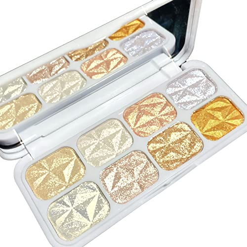 SUMEITANG 8 Colors Pearlescent Highlighter Makeup Palettes, Diamond Glitter S...