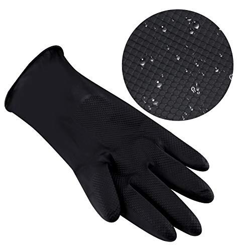 SUMERSHA 10 Pairs Hair Dye Gloves Black Waterproof Anti-Skid Rubber Hair Colo...