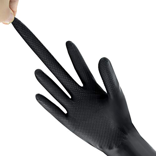 SUMERSHA 10 Pairs Hair Dye Gloves Black Waterproof Anti-Skid Rubber Hair Colo...