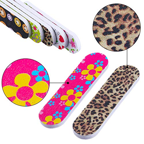 100 Pack Nail Files Double Sided Emery Boards Manicure Tools (Stylish Style)