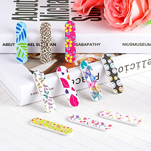 100 Pack Nail Files Double Sided Emery Boards Manicure Tools (Stylish Style)