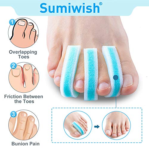 Sumiwish Foam Toe Separators, Breathable Toe Spacers, Reduce Friction and Rel...