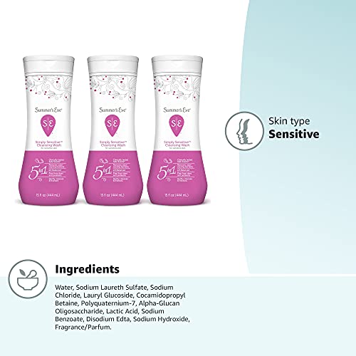 Summer's Eve Cleansing Wash, Simply Sensitive, 15 Oz, Pack of 3