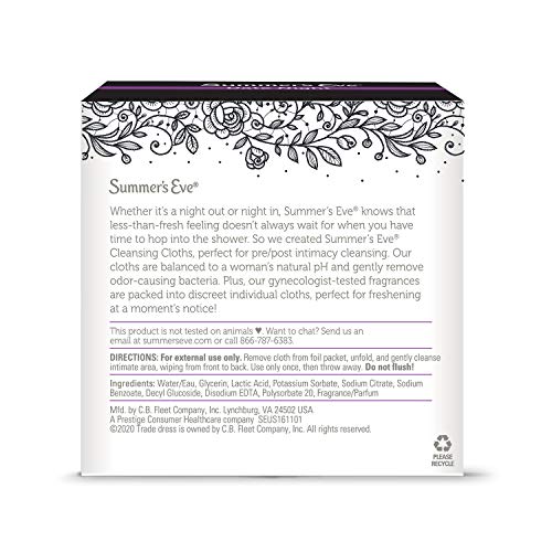 Summer's Eve Date Night Feminine Cleansing Cloths Pre/Post-Intimacy Cleansing...