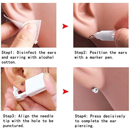 SUMPIGGER 6Pcs Automatic Ear Piercing Gun With Ear Studs Earring Disposable E...