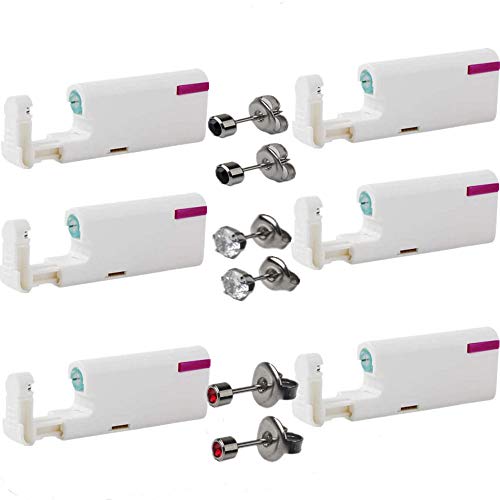 SUMPIGGER 6Pcs Automatic Ear Piercing Gun With Ear Studs Earring Disposable E...