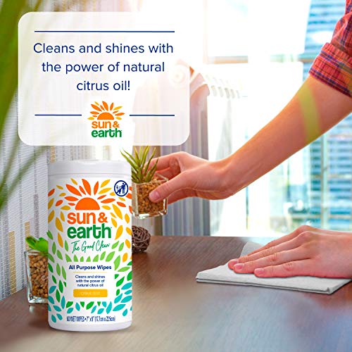 All Purpose Cleaner Wipes Bulk by Sun & Earth, 480 total wipes, Pack of 6, Al...