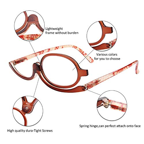 Sun Kea Universal Presbyopic Glasses Flip-up Lens Make up Glasses Folding Mag...