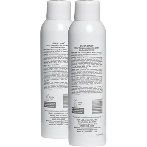 Sun Laboratories Self Tanner Micro Mist, Sunless Tanning, Ultra Dark, 2-Pack