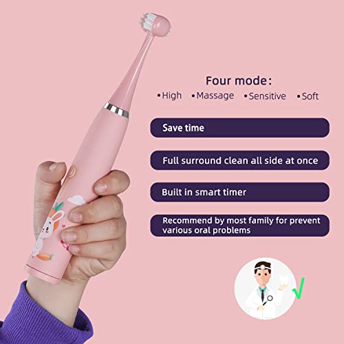 Sunartec Kids Rechargeable Electric Toothbrush, Six Sided Sonic Sensory Tooth...