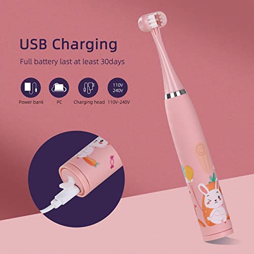 Sunartec Kids Rechargeable Electric Toothbrush, Six Sided Sonic Sensory Tooth...
