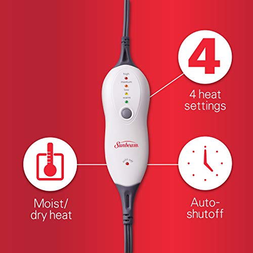 Sunbeam Heating Pad for Neck & Shoulder Pain Relief | Standard Size Renue, 4 ...