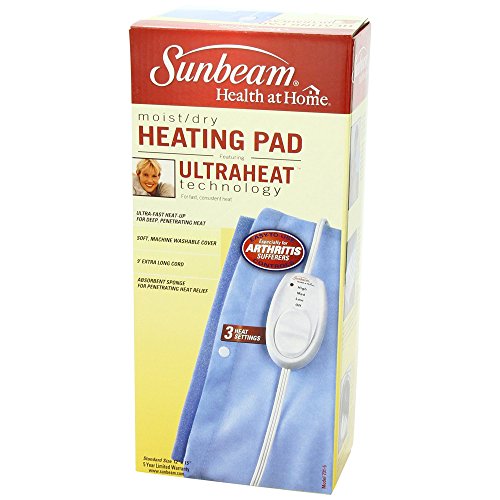 Sunbeam Heating Pad for Pain Relief, Standard Size UltraHeat, 3 Heat Settings...