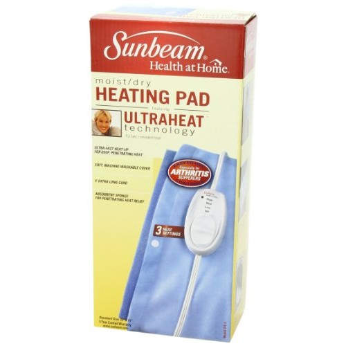 Sunbeam Heating Pad for Pain Relief, Standard Size UltraHeat, 3 Heat Settings...