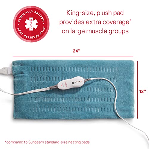 Sunbeam, Heating Pad for Pain Relief XL King Size SoftTouch 4 Heat Settings w...