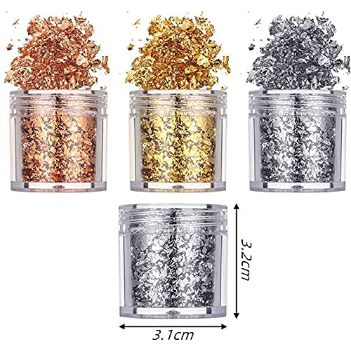 Sunfairy 3 Bottles / Set of 3D Nail Art Stickers Imitation Gold Silver Copper...