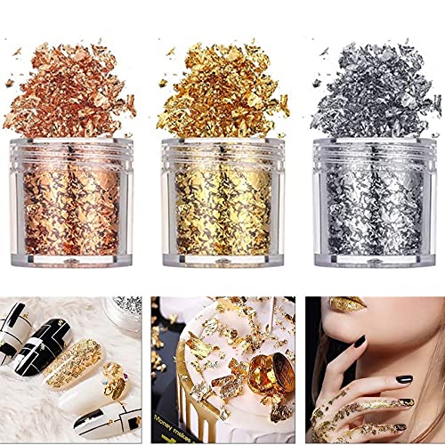 Sunfairy 3 Bottles / Set of 3D Nail Art Stickers Imitation Gold Silver Copper...