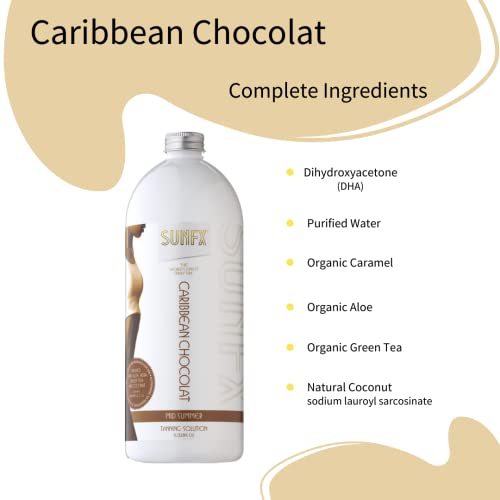 SunFX Caribbean Chocolat-All Natural Spray Tanning Solution 15% DHA(1 Gallon/...