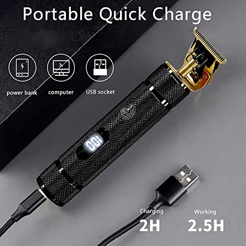 Professional Cordless Hair Trimmer, 0mm Baldheaded Hair Clipper T-Blade Hair ...