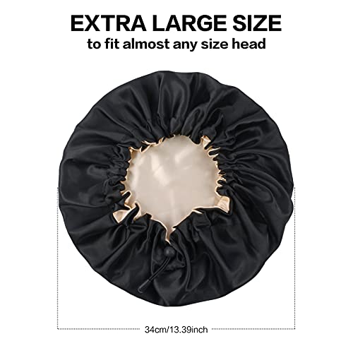 SUNLAND Hair Bonnet Silky Sleeping Cap Adjustable Satin Cap for Night Sleepin...