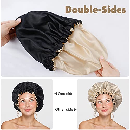 SUNLAND Hair Bonnet Silky Sleeping Cap Adjustable Satin Cap for Night Sleepin...