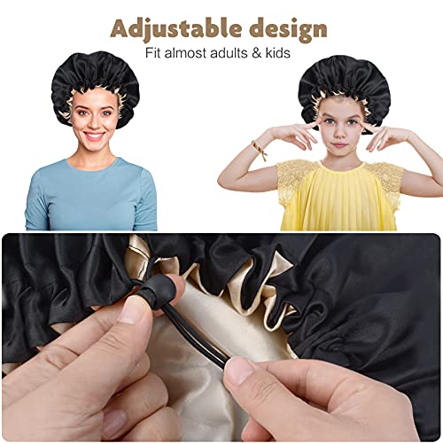 SUNLAND Hair Bonnet Silky Sleeping Cap Adjustable Satin Cap for Night Sleepin...