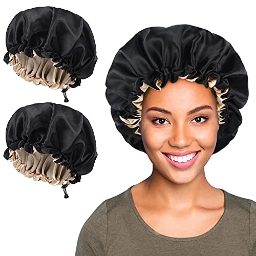 SUNLAND Hair Bonnet Silky Sleeping Cap Adjustable Satin Cap for Night Sleepin...
