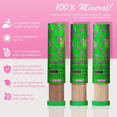 Sunny Chick Sunscreen Powder- Tinted Brush-On Mineral Sunblock SPF30 .23OZ (M...