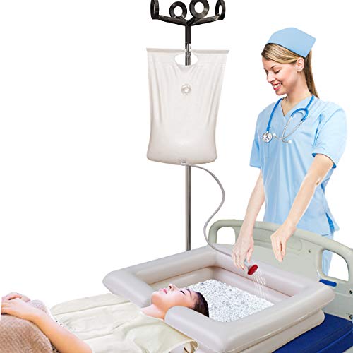 Portable Shampoo Bowl, Inflatable Bedside Shampoo Basin set, Hair Cuts and Ha...