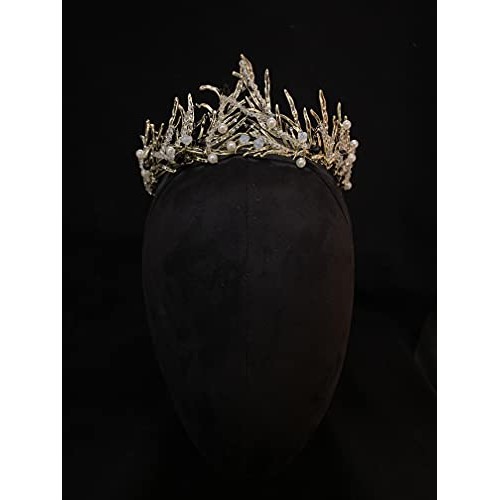Sunshinesmile Bride Vintage Princess Hair Crown Handmade Artificial Black Rhi...
