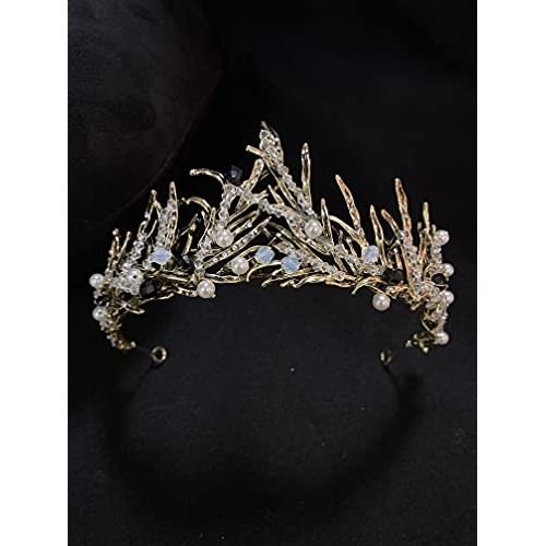 Sunshinesmile Bride Vintage Princess Hair Crown Handmade Artificial Black Rhi...