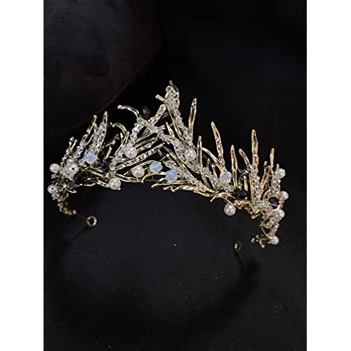 Sunshinesmile Bride Vintage Princess Hair Crown Handmade Artificial Black Rhi...