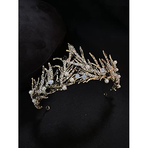 Sunshinesmile Bride Vintage Princess Hair Crown Handmade Artificial Black Rhi...