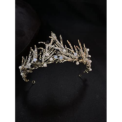 Sunshinesmile Bride Vintage Princess Hair Crown Handmade Artificial Black Rhi...